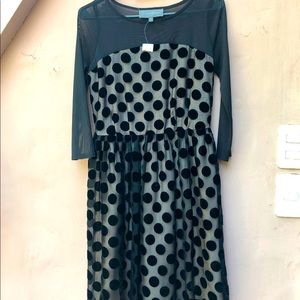 Anthropologie Black Polka Dot Velvet Dress NWT size XS $45